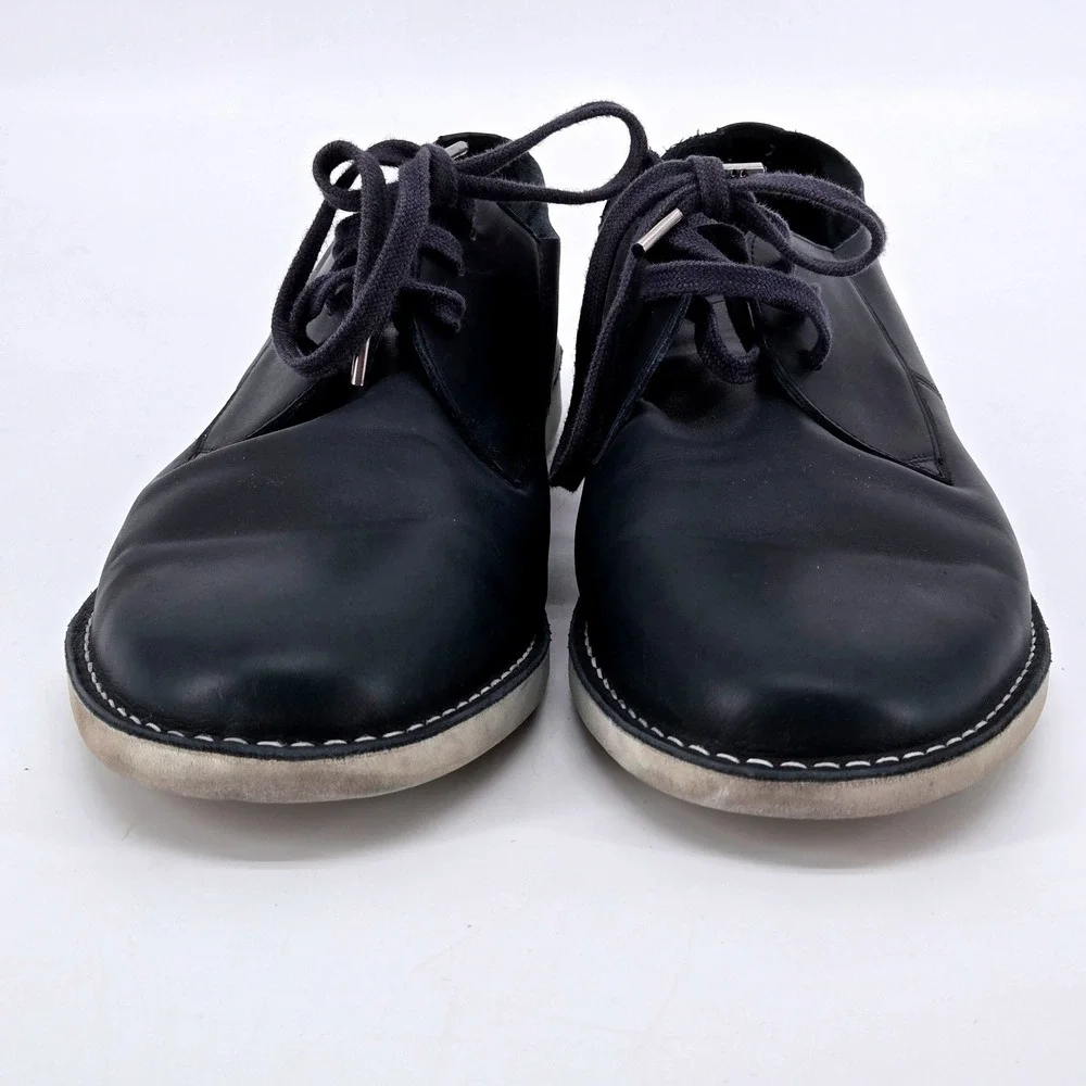 Rocco P Mens 9 Dark Blue Leather Wear Light Sole Handcrafted Italian Derby Shoes